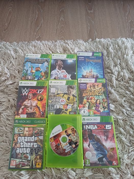 Xbox 360 kinect + jocuri ( GTA IV , GTA V, FIFA 17, 18, MINECRAFT)