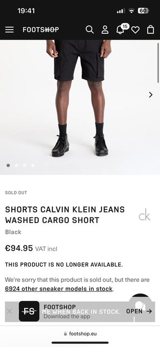 Мъжки карго панталони : Calvin Klein Jeans Washed Cargo Short 30
