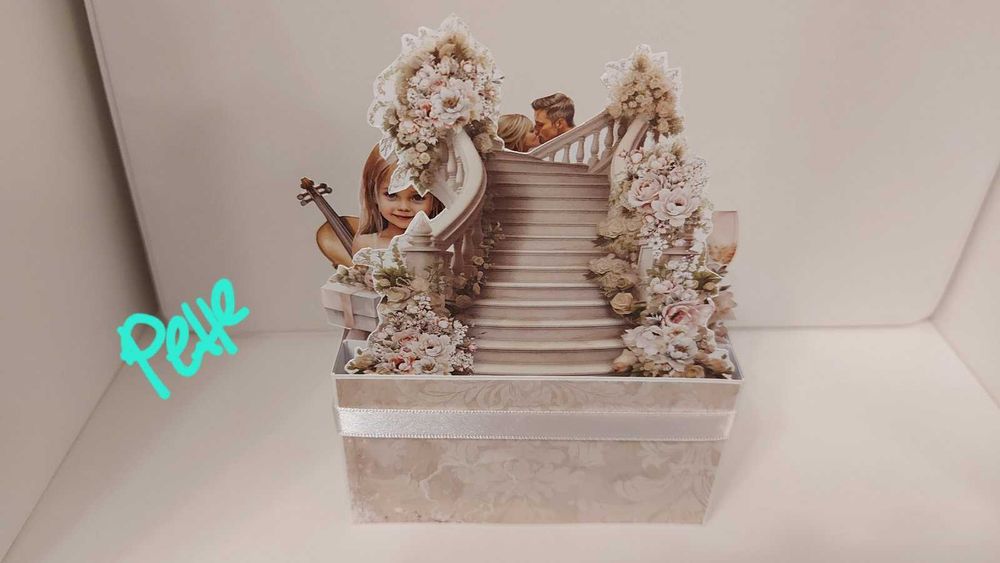 Изскачаща картичка кутия за сватба, ръчно изработена