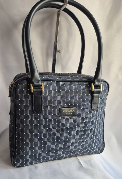 Geanta vintage piele+ textil Wien