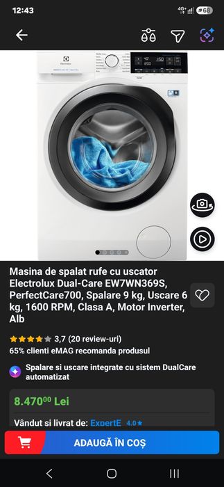 Masina de spalat cu uscator Electrolux