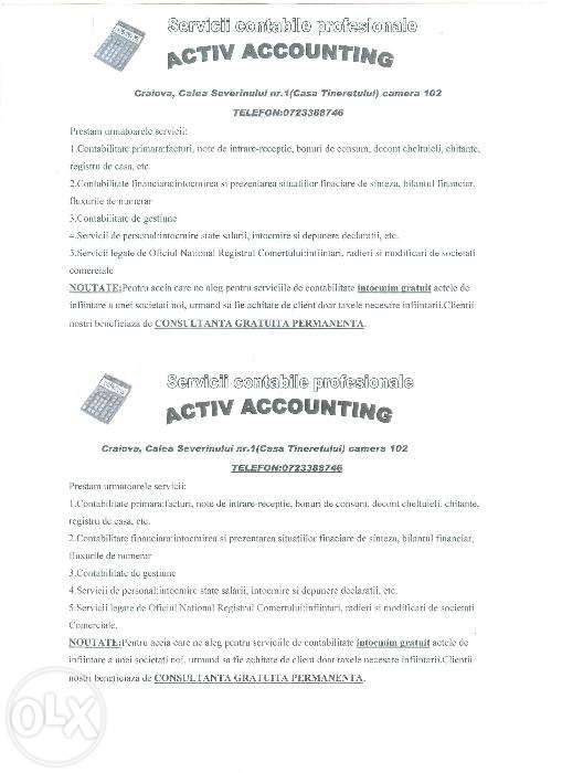 Servicii contabile(experienta 30 ani director economic)de la 80 de lei