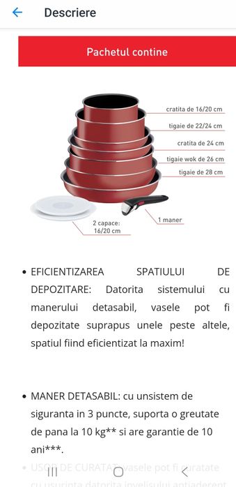 Set 10 piese Tefal Ingenio easy cook & clean, nou