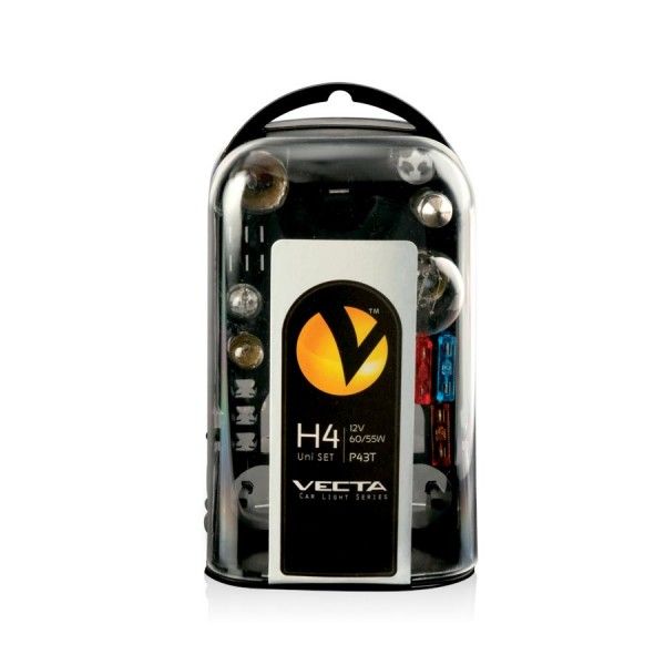 Set becuri rezerva halogen H4, Trusa becuri Auto + Sigurante Vecta