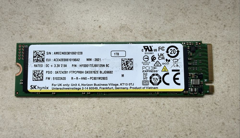 SK Hynix PC801 1TB NVME SSD диск