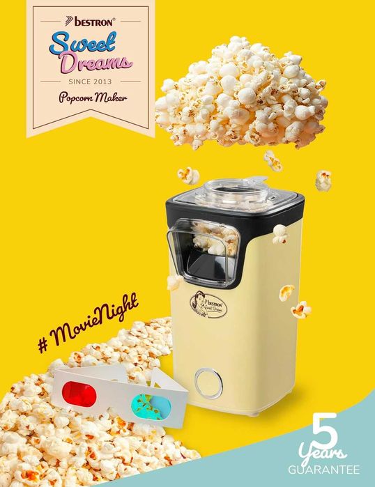 Машина за пуканки Bestron Turbo Popcorn за по-малко от 2 минути