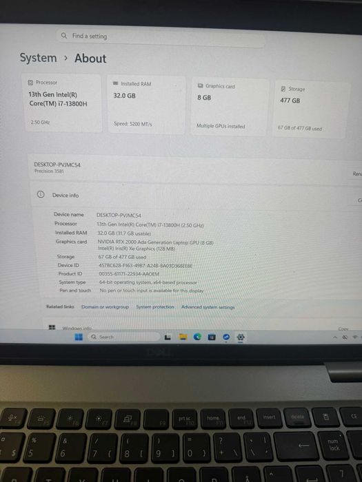Dell precision 3581 - i7 13800H  32Gb DDr5 RTX ada 2000