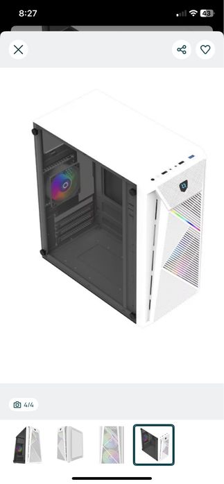 Sistem Desktop AMD Ryzen 5 4500 pana la 4.1 Ghz, 32 GB RAM DDR4SSD512GBm.2 NVMEplacavideoAMDRadeonRX5554G GDDR5 128 bit, carcasa alba tower gaming RGB