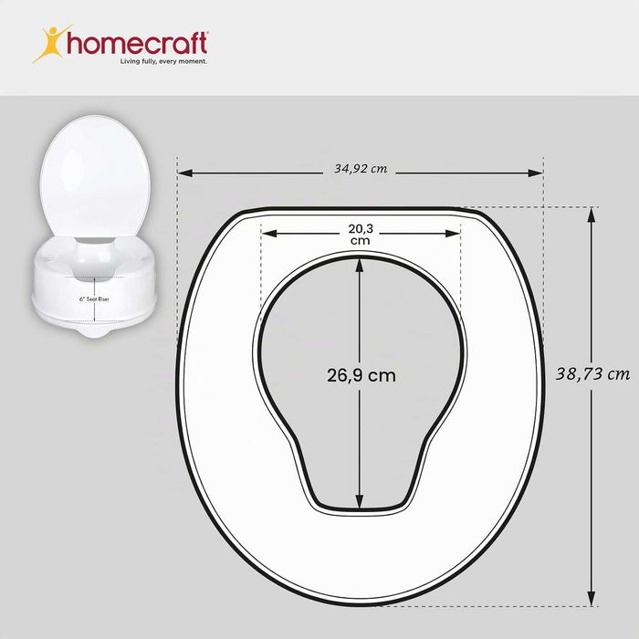 Homecraft Savanah тоалетна седалка с капак за възрастни и трудноподвижни 15 см