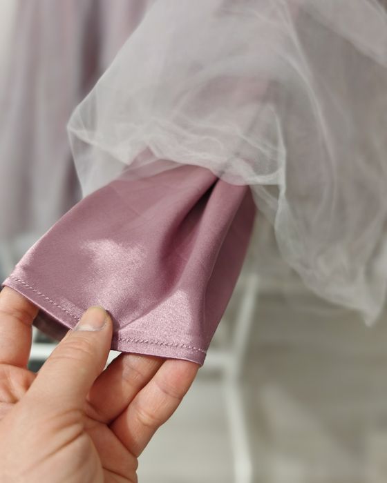 Fustă din tull cu strat satinat – roz prăfuit, elegantă