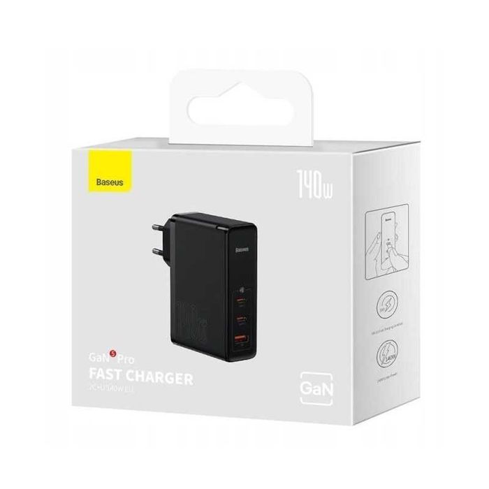 Incarcator de perete Baseus GaN5 Pro 2xUSB-C + USB, 140W Negru