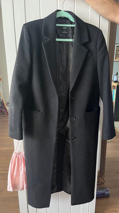 Дълго право палто Mango Wool blend - размер S