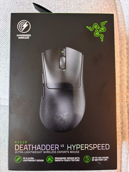 НОВА Геймърска безжична мишка Razer Deathadder v.3 Hyperspeed