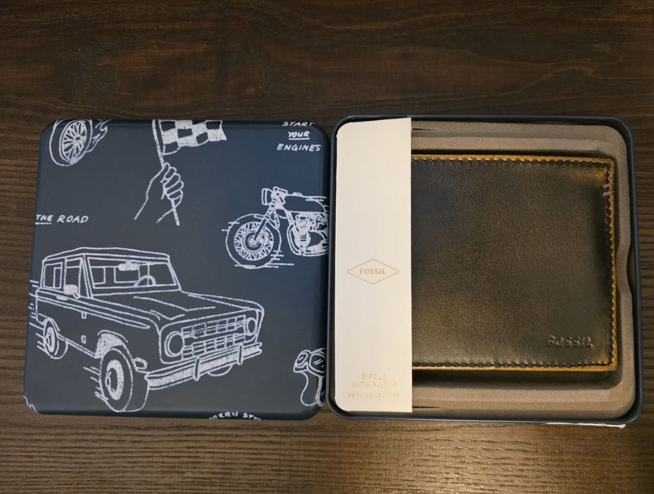 Portofel Fossil Men Wade Black Bifold With Flip Id Wallet