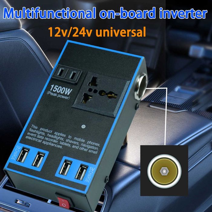 Invertor Auto DC 12V  AC 220V  200W USB