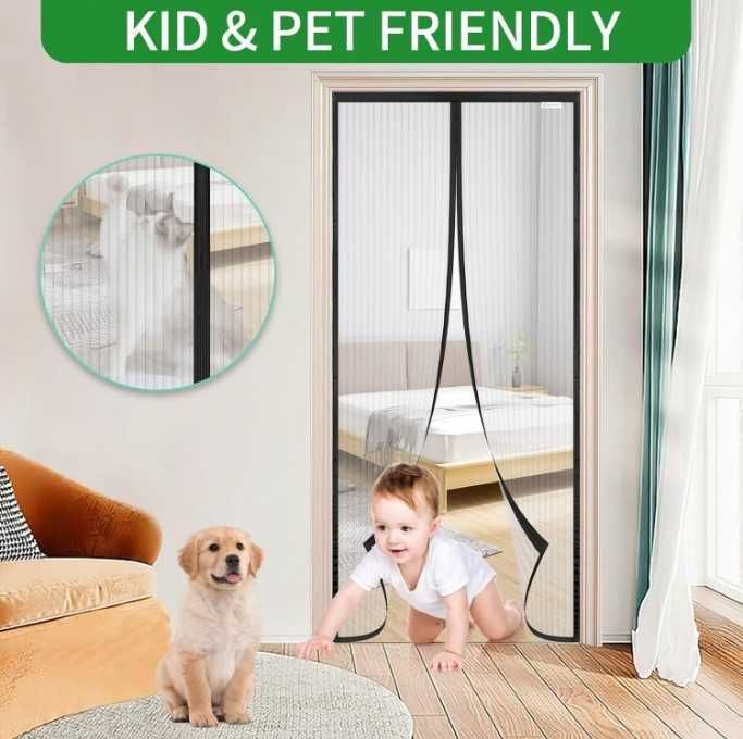 Plasă Magnetică Anti-Insecte MeetBeauty, 80x230 cm, Închidere Automată