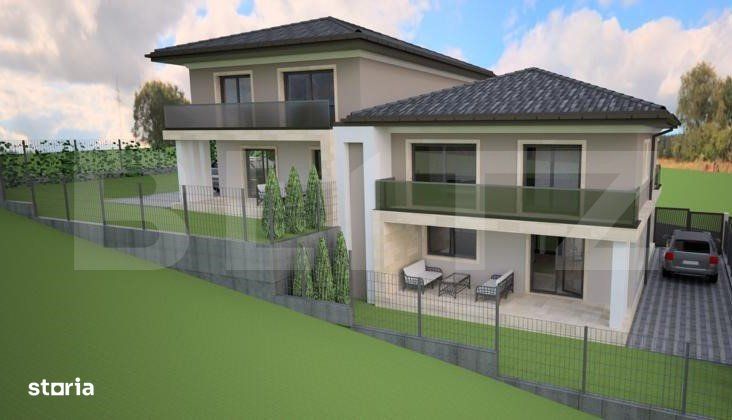 Casa cuplata, finalizata, 150mp, 4 dormitoare, 4 bai, demisol, Luna de