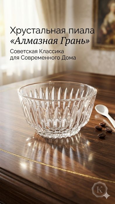 Винтажная хрустальная пиала / конфетница (СССР)