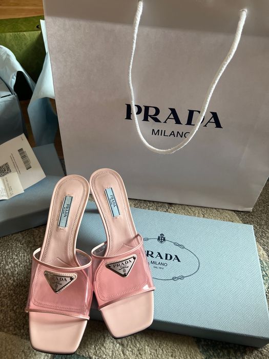 Sandale Prada mules leather plexiglass Alabastro