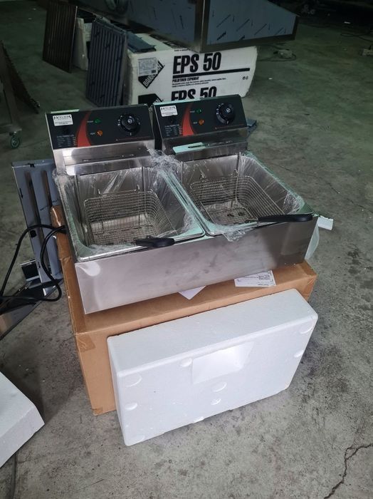 Friteuza dubla electrica 6+6 litri profesionala de banc, noua