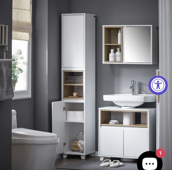 Dulap inalt baie, 170cm-coloana depozitare ingusta cu raft deschis