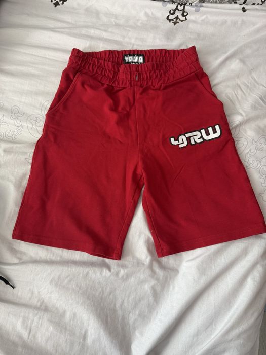 pantaloni young rich white (yrw) rosii , colectia 6ix9ine