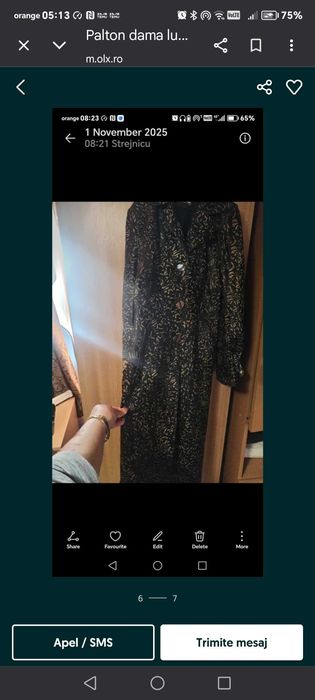 Palton dama lung din  piele naturala superba animal print