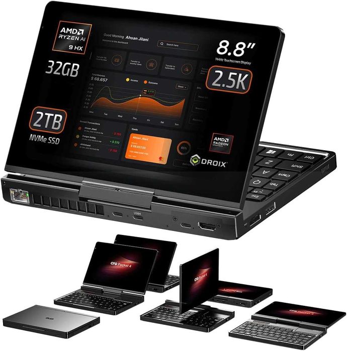Mini Laptop GPD Pocket 4 Ryzen AI 9 HX 370 32GB 2TB 2.5K 144Hz TS