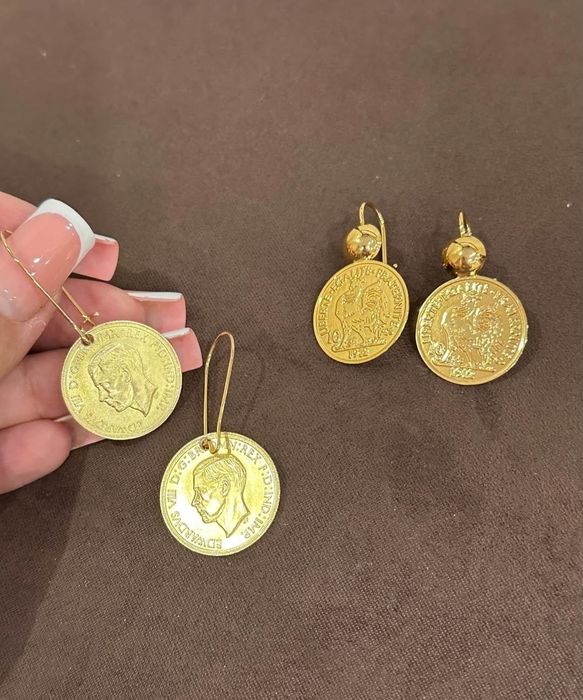 Cercei din monede placate cu aur de 18k pentru detalii mesaj în privat