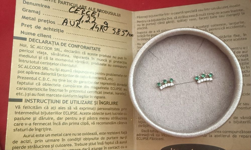 Cercei de aur 14k