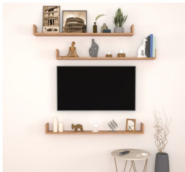 Стенен рафт  HÖGANÄS  три части, 120X15X12 СМ, дъб