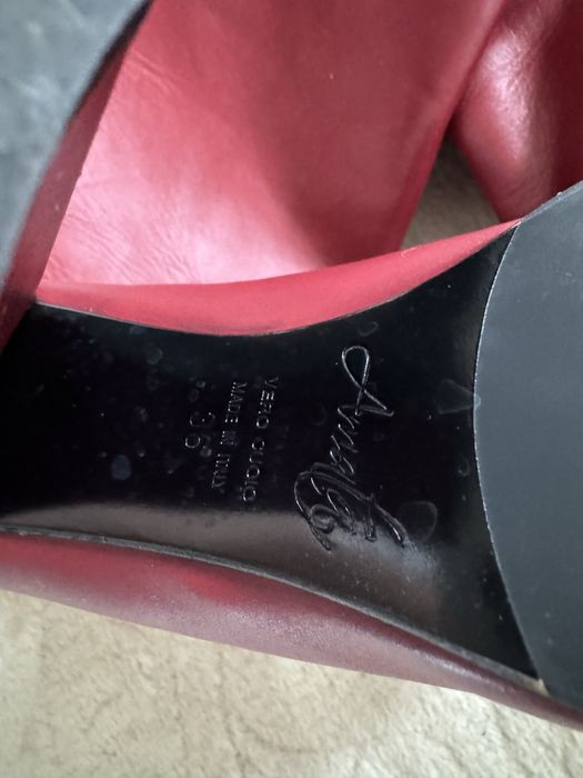 Кожени червени ботуши 36 номер