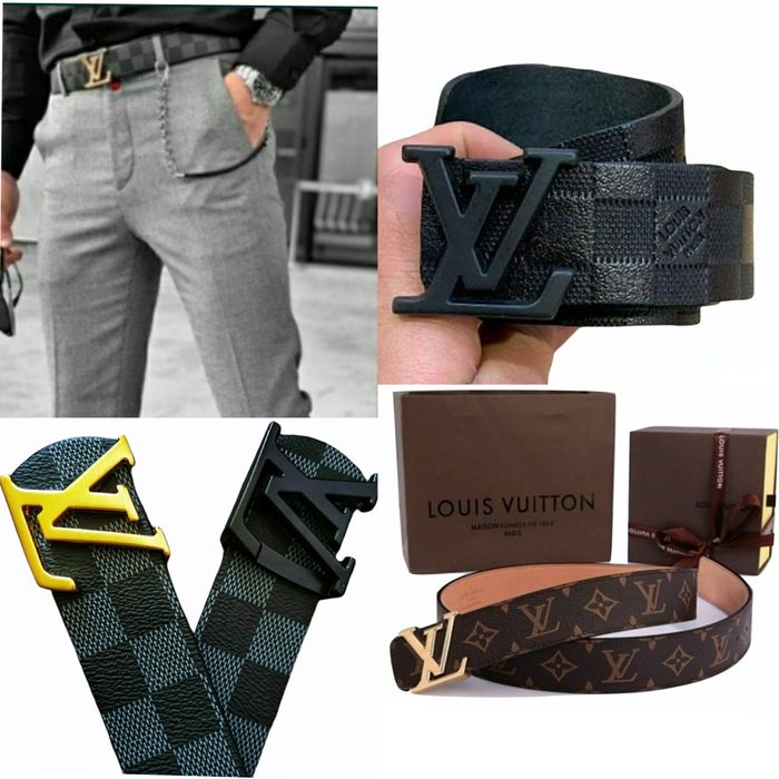 мъжки кожен колан Louis Vuitton с метална катарама спортно елегантен