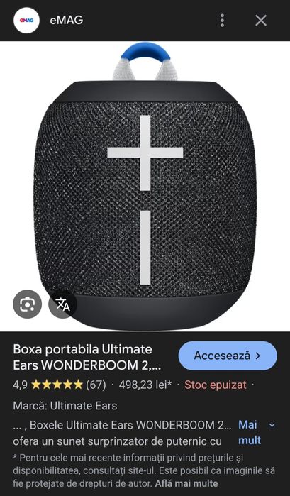 Boxă portabilă cu bluetooth Wonderboom 2 (Ca nouă)