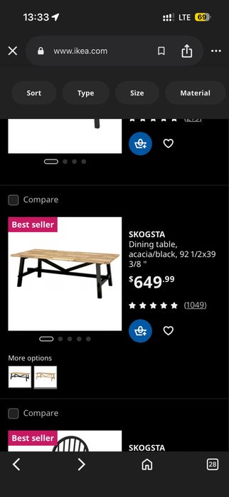 Стол ИКЕА скогста