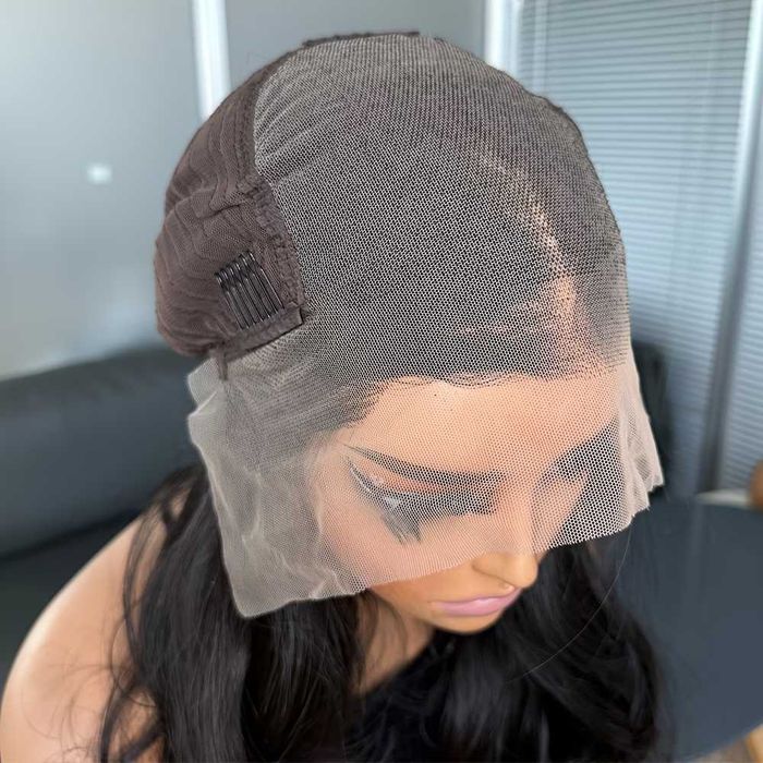 Дълга права тъмнокафява дантелена перука Lace Front 13x6