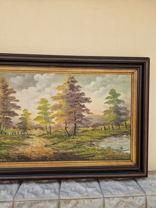 Страхотна огромна антикварна авторска майсторска картина