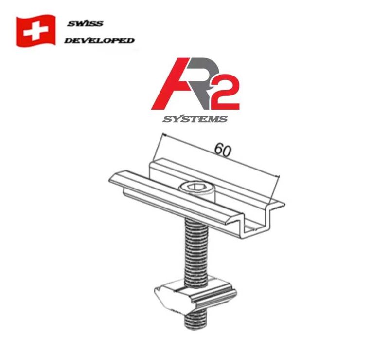 Среден клипс за мини релса ar2 за монтаж на соларни панели