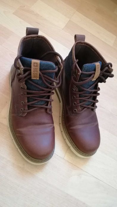 BIG STAR, Ghete din piele nabuc cu insertii din denim, 37 UniSex