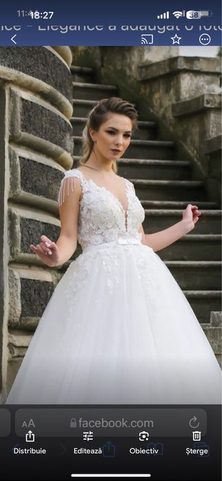 vand rochie mireasa+sandale mireasa marimea 36