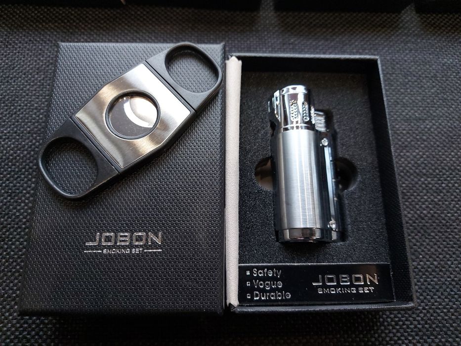 Луксозна запалка за пури JOBON с подарък резачка,4 цвята
