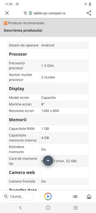 Tabletă Alcatel one touch pixi 3 ,8", display spart pentru piese