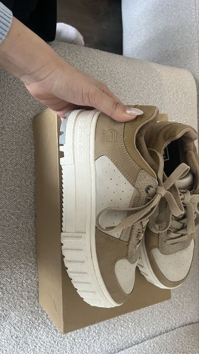 G-STAR  Спортни обувки с равна платформа и велур, Бежов, Camel