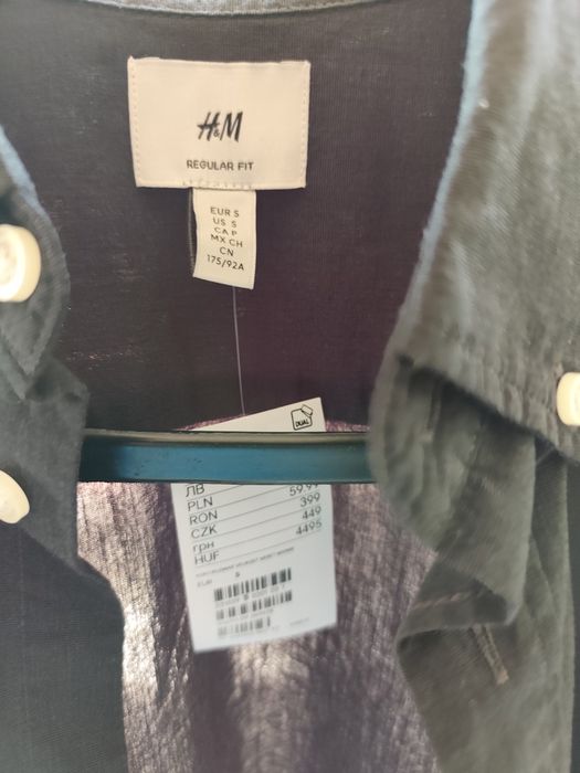 Cămașă neagră bărbați H&M. NOUĂ - mânecă scurtă, mărimea  S