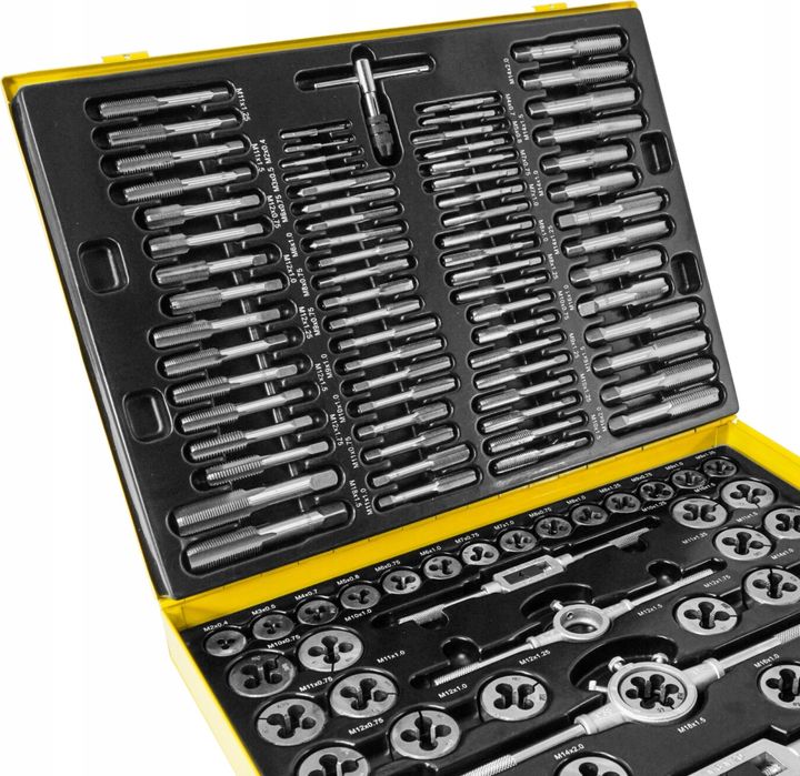 Set tarozi și filiere 110 piese din oțel calit cu geanta metalică