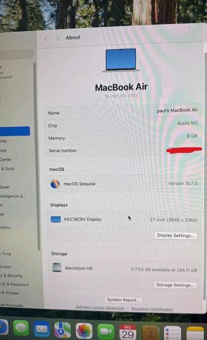 Macbook air 15" 2023 M2 256GB