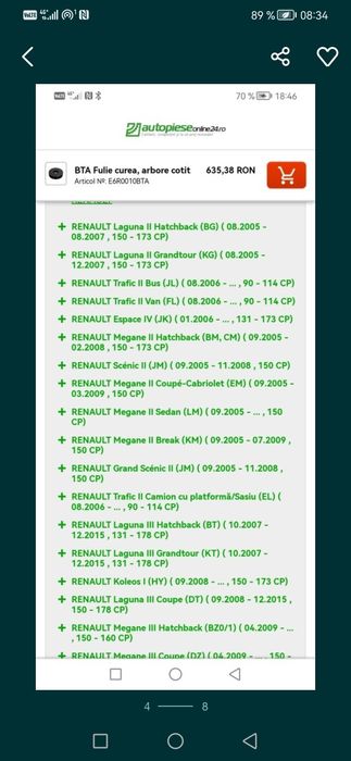 Fulie arbore cotit renault laguna Megane scenic Opel vivaro Nissan