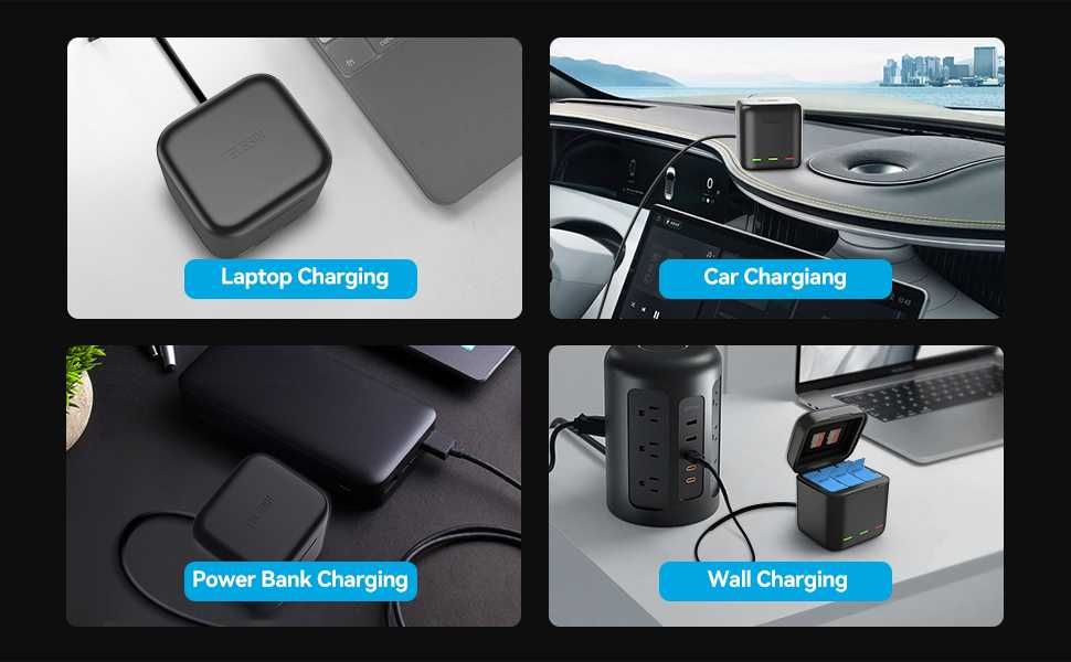 Зарядно с две батерии за GoPro Hero 12 / 11 / 10 / 9 от TELESIN