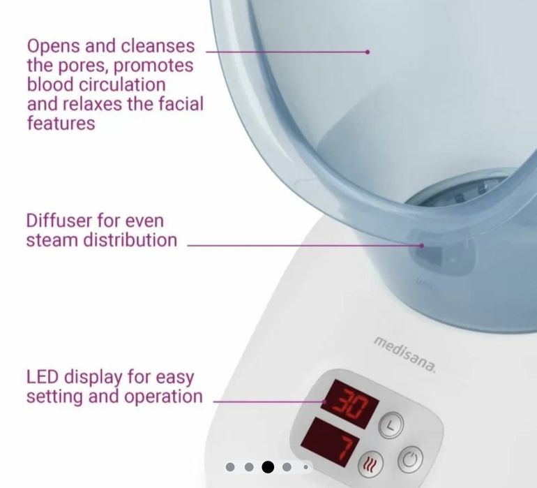 Сауна за лице Medisana DS 400, LED дисплей, Арома терапия, Таймер, 130W, Бял