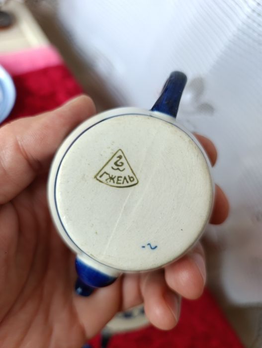 Гжель СССР самовар и тарелочка